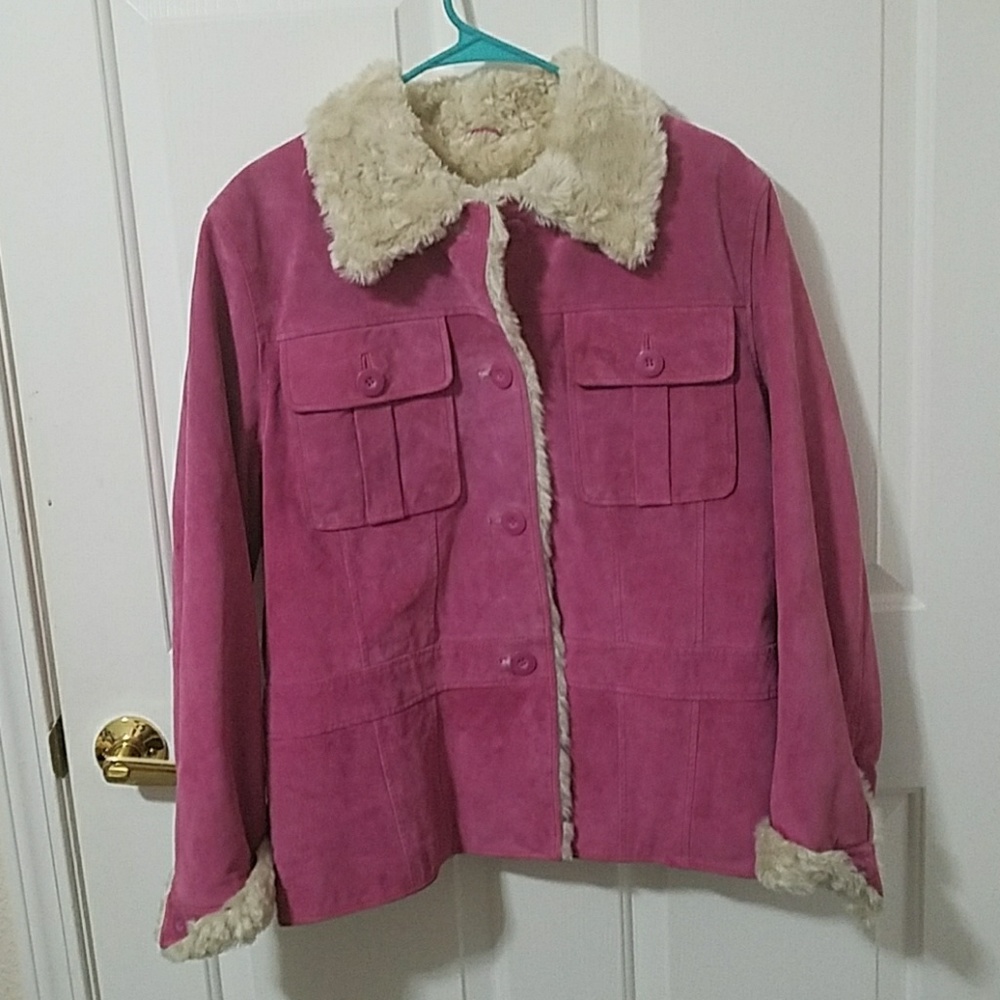 Wilson's Leather pink suede four button coat